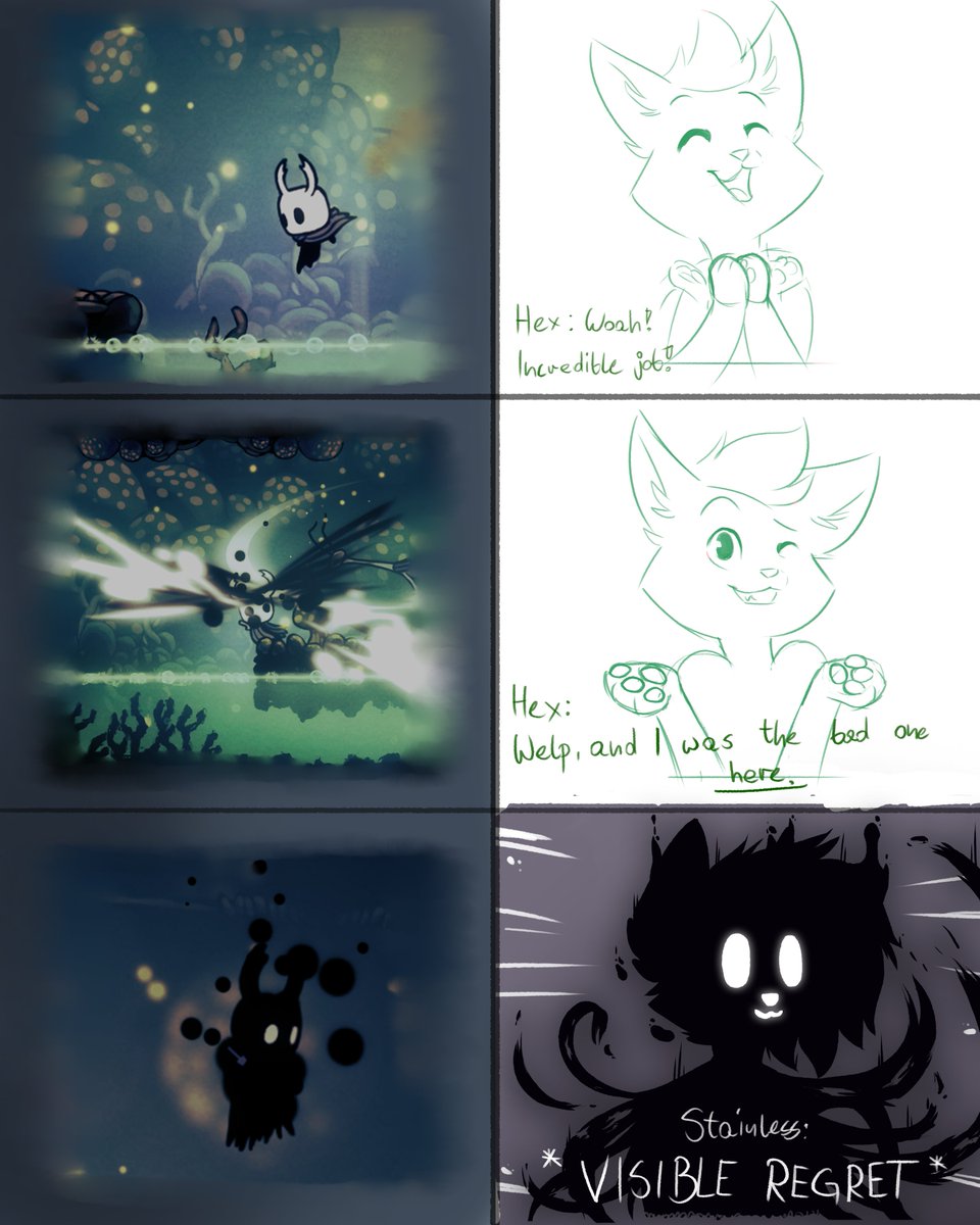 (Playing Hollow Knight)

When <a href="/Hex_af5aeb/">Hecks</a> wants his revenge after my comentary when He played Ori and the blind forrest... 🔪