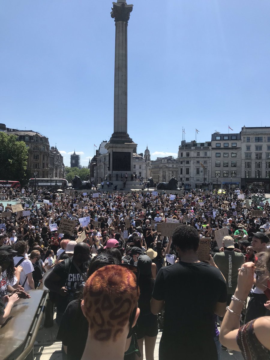 anger here is palpable as the crowd grows. people calling for an end to white supremacy, for white people to take responsibility and remembering those who have been victims of police violence in the uk- “mark duggan, say his name”