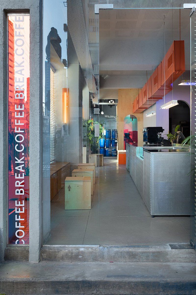 designboom's tweet photo. simon barazin uses dichroic glass to create colorful + reflective cafe interior in tel aviv https://t.co/duF2cSYpPa https://t.co/TH7X56G5gM