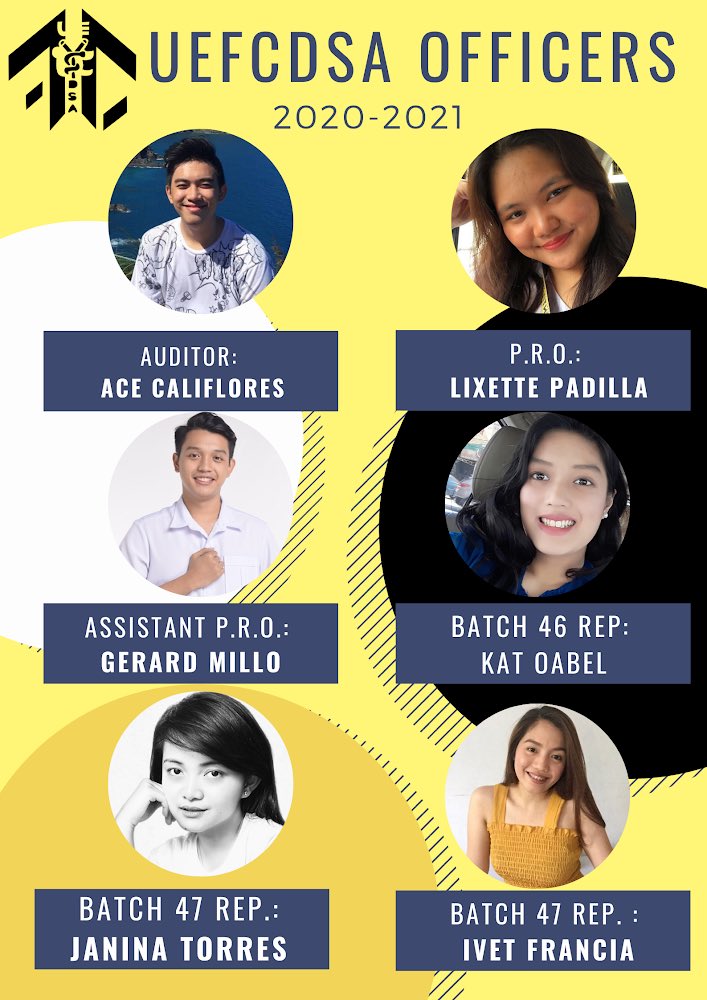 UEFCDSA's tweet photo. We would like to present the new UEFCDSA officers for S.Y. 2020-2021!!! Feel free to approach them anytime if you need assistance or if you have any concerns. #FLYHIGH #SoarHighWithFilChi https://t.co/JcyrOks1rt
