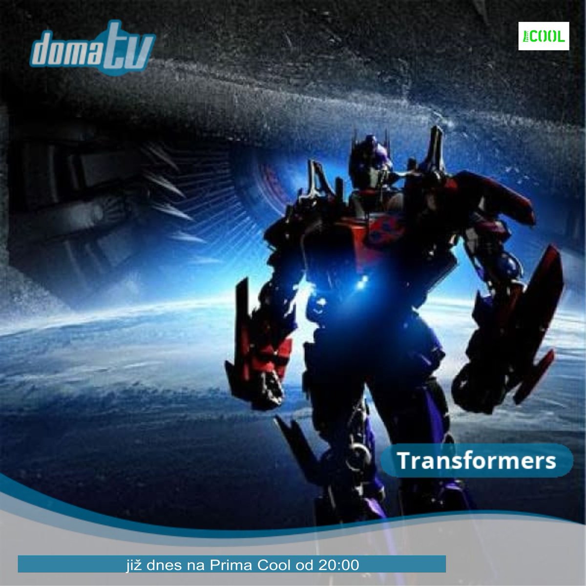 Domatv_cz's tweet photo. Transformers
dnes na Prima Cool od 20:00
Před počátkem času stvořila tajemná krychle rasu gigantických robotů. Ti se časem rozdělili na hodné a zlé. V zuřivé válce nakonec zničili svou planetu, a když Prajiskra zmizela v hlubinách vesmíru, vydali se ji hledat... https://t.co/vgV0O1hIUI