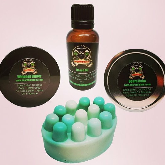 Our Tuxedo kit is (Our Version of Bow Ties and Bourbon Bath &amp; Body Works) contains beard oil, soap, balm, and butter. Smells fresh, crisp, dark Oak, Bergamot, and hint of Bourbon. beardedmoney.com #beard #beardoil #sundayvibes #SundayThoughts #SundayMorning #pridefall