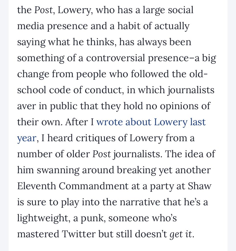 I’ve had many supportive colleagues. And also, on the literal day my team won a Pulitzer for a project on police violence that I pitched & championed, Washingtonian reported that my own colleagues were *reaching out to reporters* to say I didn’t know how to do journalism