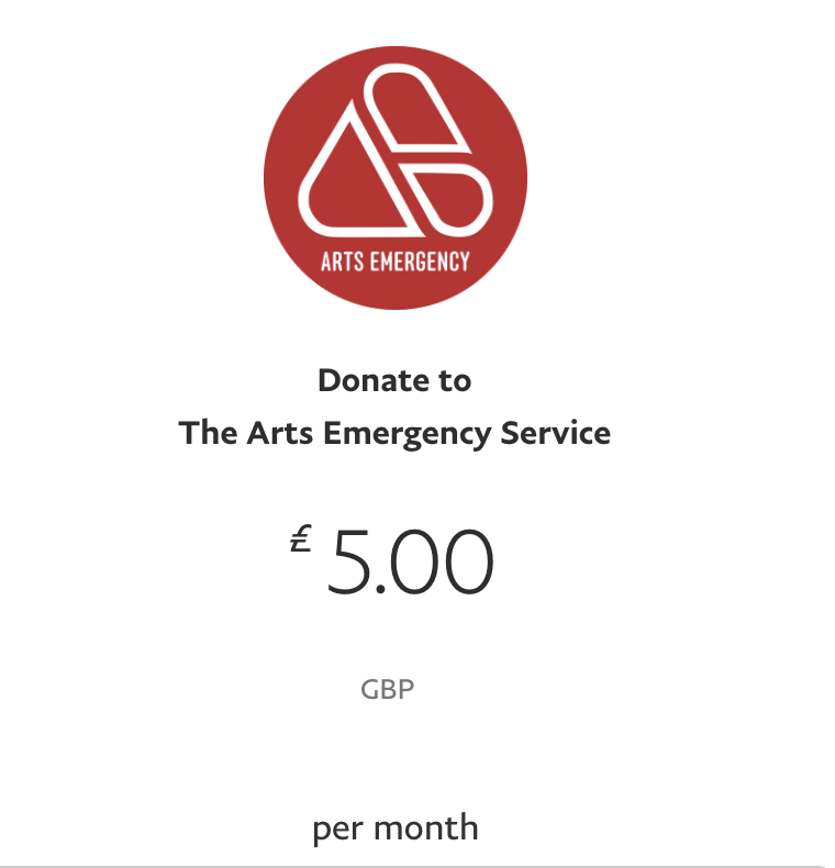  2. supporting  @artsemergency, a UK-based charity helping marginalised young people access creative & academic industries. please consider signing up as a mentor (don't think i'm quite at that stage of my career yet!) or donating monthly like i am :)