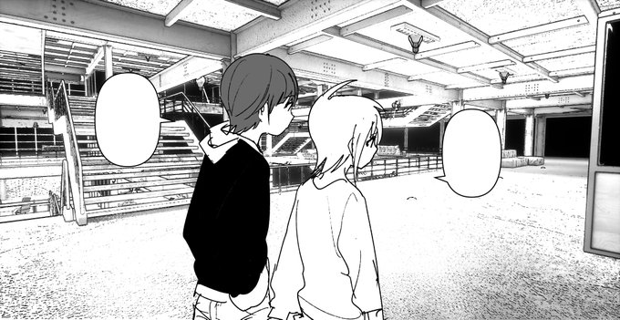 今話題のUE4で背景出してみたのよ
もうちょい漫画になじませる工夫が入れば化けそうやな
個人的にはOKライン超えてるけども～
高品質アセット多いし助かりますねえ 