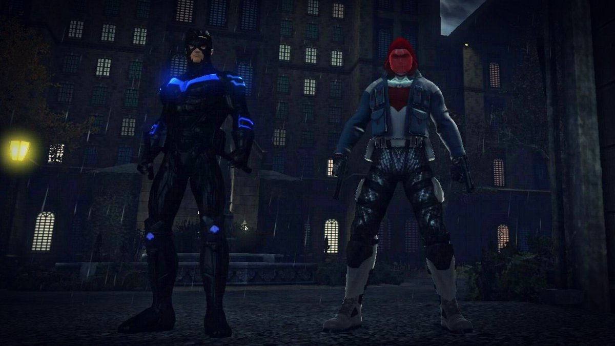 Nightwing and Red Hood styles from Arkham Knight game. 🔵🔴 Big thank you  to my good friend @NightwingDCUO for the Black composite neon chroma. 🔥  #DCUO @DCUO #RedHood #JasonTodd #Nightwing #DickGrayson #dccomics  #ArkhamKnight, image size:1200x675