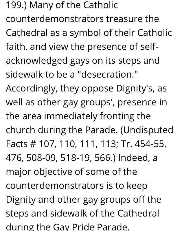 The threat of potential violence was real, but it wasn’t the fault of Dignity-New York. Rather, the threats came from anti-gay counter protesters, many of whom were on record as saying they viewed the *presence* of gay people on the steps of St. Patrick’s as a “desecration.”