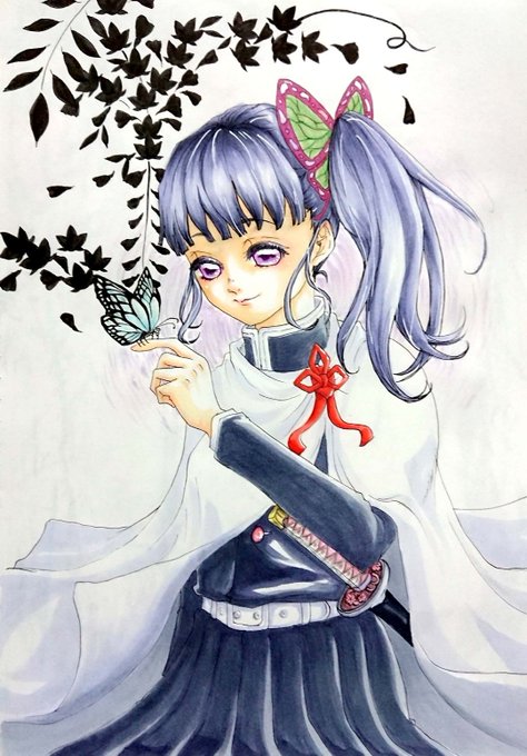 さくみやさんがTwitterに投稿した栗花落カナヲ(鬼滅の刃)のイラスト。