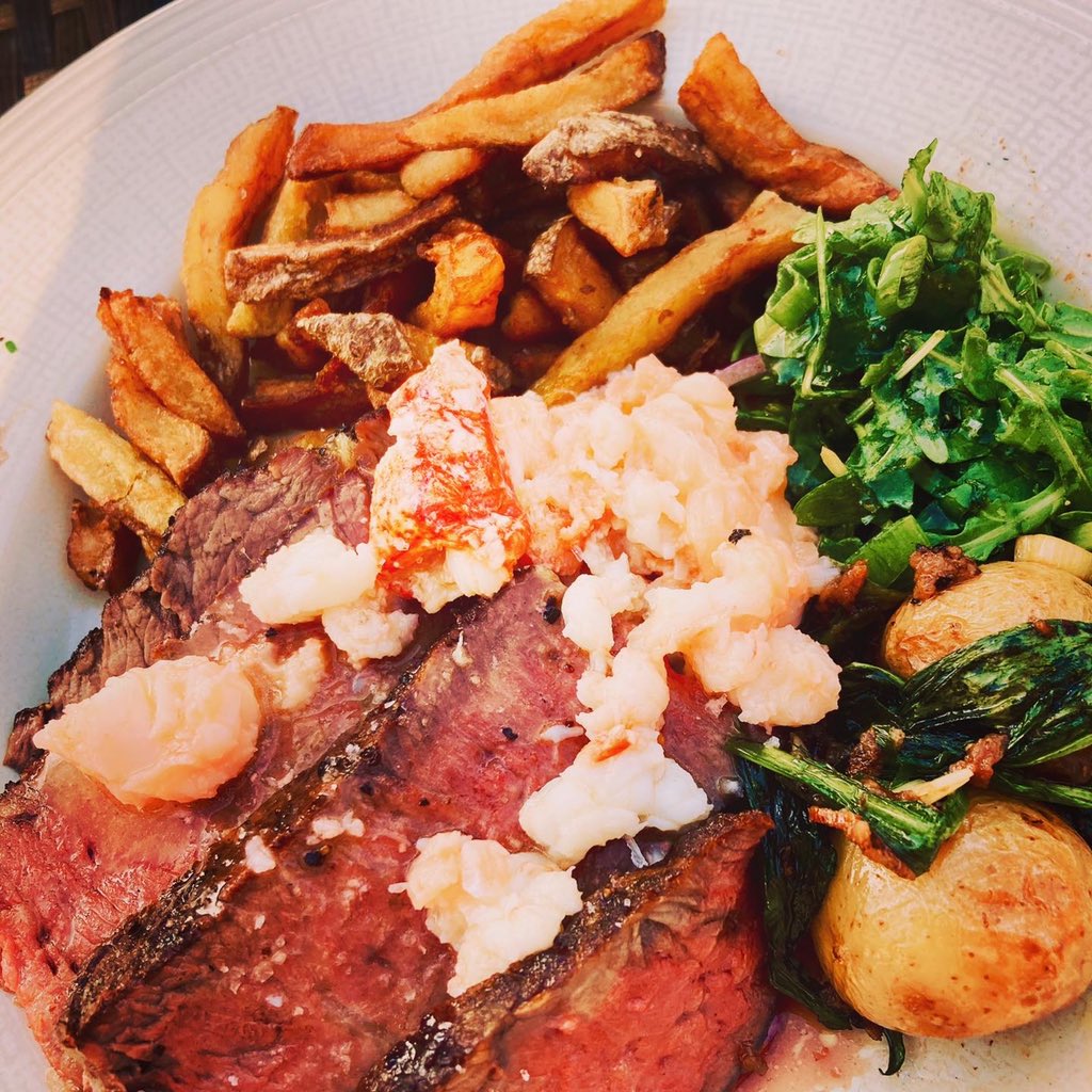 AngieYWine's tweet photo. What Saturday nights were made for. Salt n chilli squid, crispy duck &amp; pancakes then the most amazing salt-aged Tomahawk steak with lobster, fries &amp; greens. 
All supplied by the fabulous @rfhmcc &amp; @cyprusavenue228 team. Just perfect👌🏼🥩🦞#surfnturf 
#clickandcollect #lockdown https://t.co/HJZWam8mpK