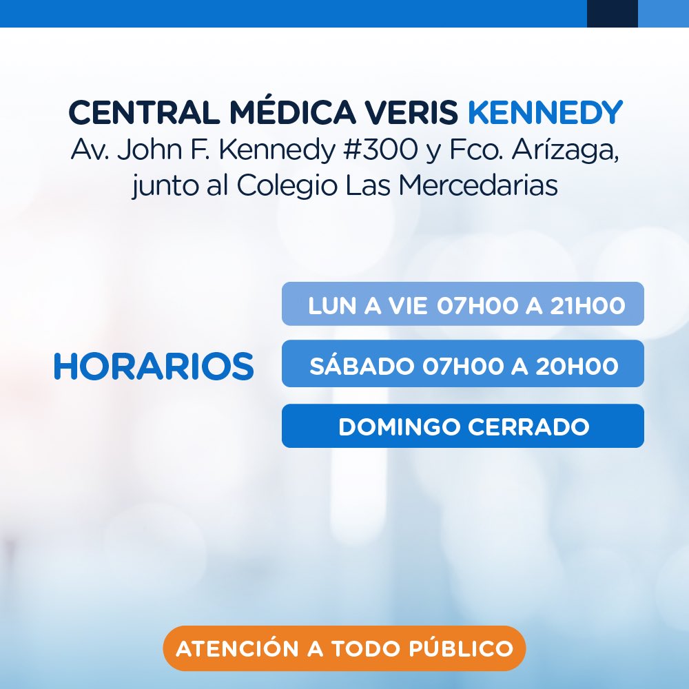 VerisEcuador's tweet photo. Te esperamos en nuestra Central Médica en Kennedy.
Agenda tu cita médica o servicio llamando a nuestro Call Center 6009600, descargando la App MiVeris o visitando nuestro sitio web https://t.co/V2ndcq9BAc
*Atención a todo público.
#Veris #CuidarteEsTanFácil #VerisEc #Salud https://t.co/rnU8b4LnrK