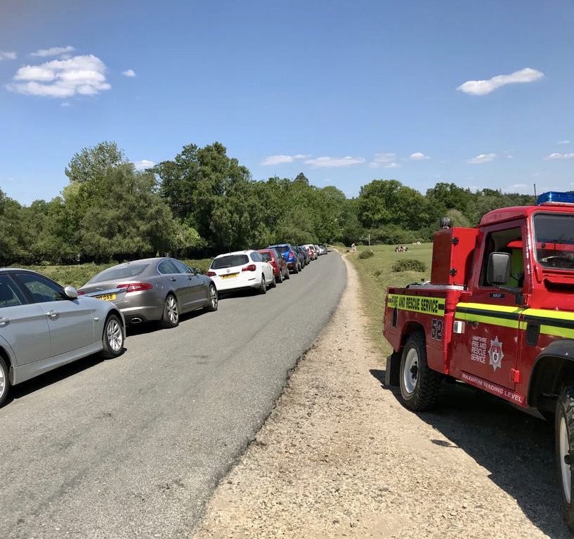 EngNewForest's tweet photo. Today we’ve seen large numbers of people visiting public outdoor spaces &amp; the #NewForest is no exception. Cars parking on the verges causes damage to the landscape &amp; blocks up narrow forest roads making it difficult for emergency services. #befireaware #staysafe #StayAlert https://t.co/MenCVRPiMp