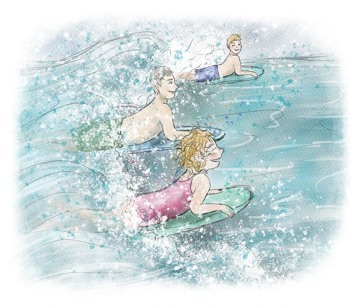EmilyHockingArt's tweet photo. Little illustration depicting the joy of catching a wave, especially when you all manage to get the same one!
.
.
.
#surfing #bodyboarding #bodysurfing #goodsurf #cathingawave #sea #beach #englishbeach #westcountrybeaches #devoncoast #coast #surfer #childrensbooks #illustration https://t.co/Fzoz3c13Oy