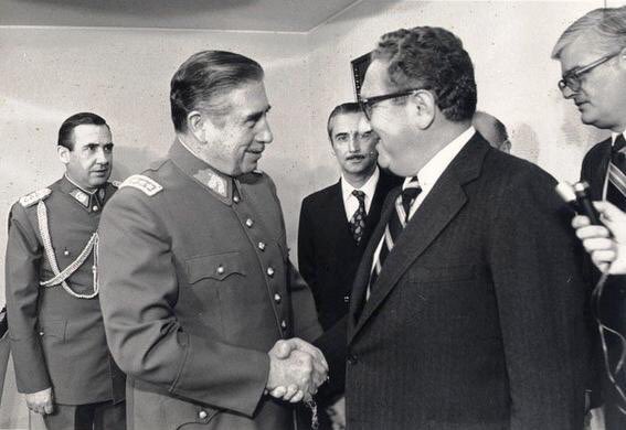 While the US did not therefore order the final coup, it most certainly welcomed it: here is Secretary of State Henry Kissinger with the fascist dictator General Pinochet.   #resist  #StopFascism  #Kissinger  #Pinochet