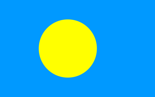 Palau. 7/10. Adopted in 1981 to celebrate the nations independence. The blue backdrop represents the Pacific ocean and the islands place within it. The yellow symbolises the moon. The moon has special meaning in Palau and full moon is seen as the optimal time for human activity.