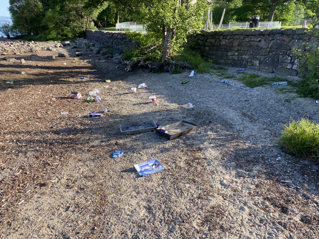 bozosrus's tweet image. Balloch Park is sadly the same. Dirty nappies, shoes, clothes,BBQs, rubbish strewn everywhere. All left at their arse. It’s a disgrace.