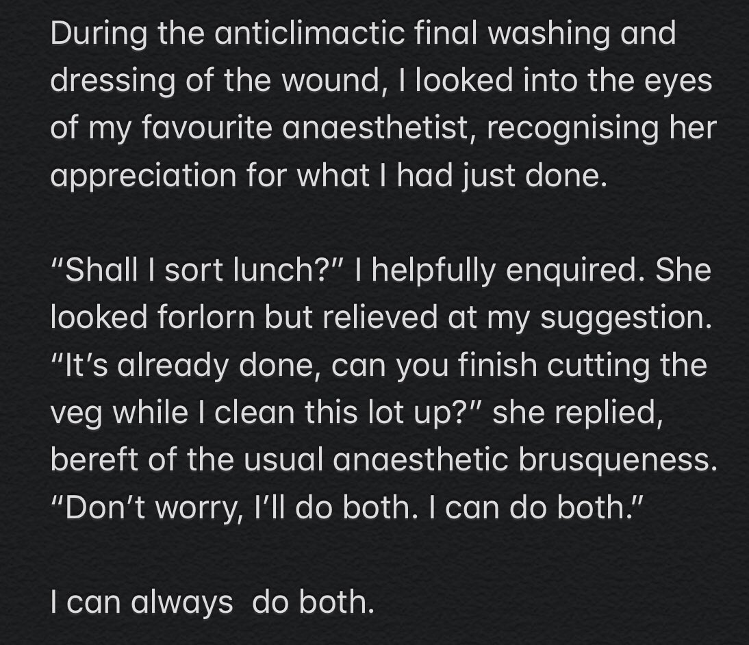 Thank you to  @duncanbew,  @Tomkonig and  @karimbrohi , without whose training I could never have the courage to tell such a harrowing tale of courage in the face of major haemorrhage which I hope will land me a book deal.  https://twitter.com/cloranjoe...