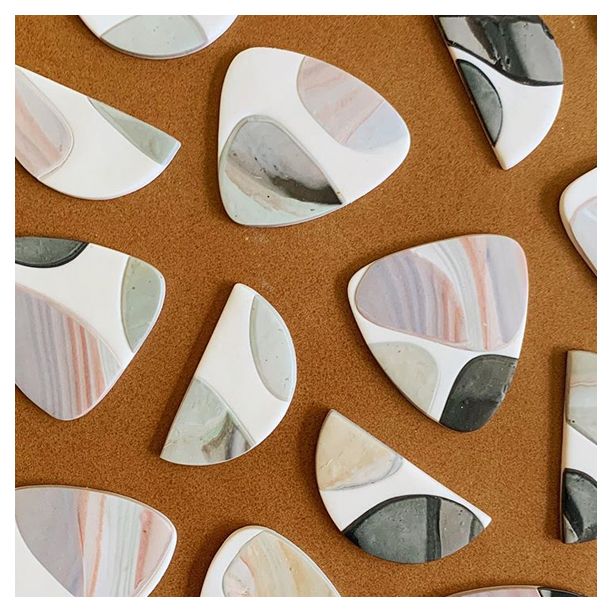@patterndesigners repost @shoppe_clay #shoppe_clay - Next phase! Shapes cut. Pieces baked. Edges sanded. 
#ShoppeClay #ShopSmall #PolymerClay #PolymerClayEarrings #ClayEarrings #Earrings #ODDdacity #craftlife #jesmonite #homedecor #jesmonitehomeware #terrazzo #handmadewithlove