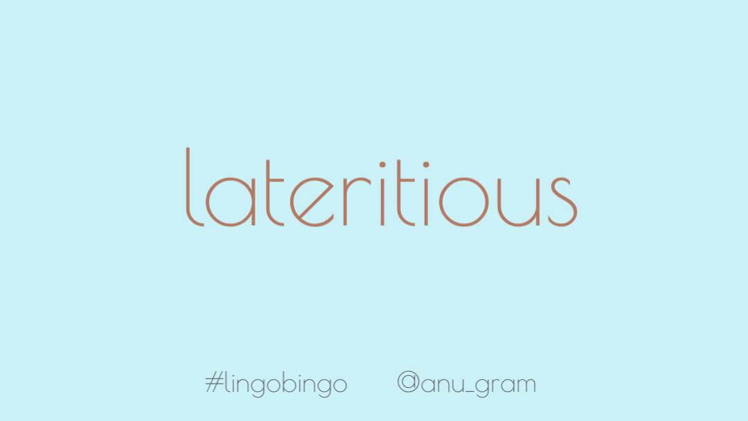 Or that 'Lateritious' means something that is the colour of brick? #lingobingo