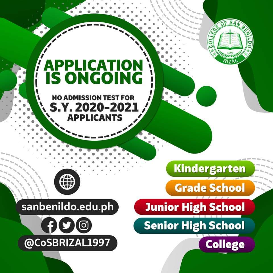 SanBenildo1997's tweet photo. “ADMISSIONS"

For more information, e-mail us at admissions@sanbenildo.edu.ph

#CoSBRizal #BenildeansBeInformed #BlazeWithUs #BeABenildeanNow #BenildoAdmissions #BenildoEnrolment #BenildoScholarships #BlazingWolves #BenildeanPride #EarlyEnrolment #AnimoBenildo #WeAreBenildo https://t.co/vzGJQIAsMA