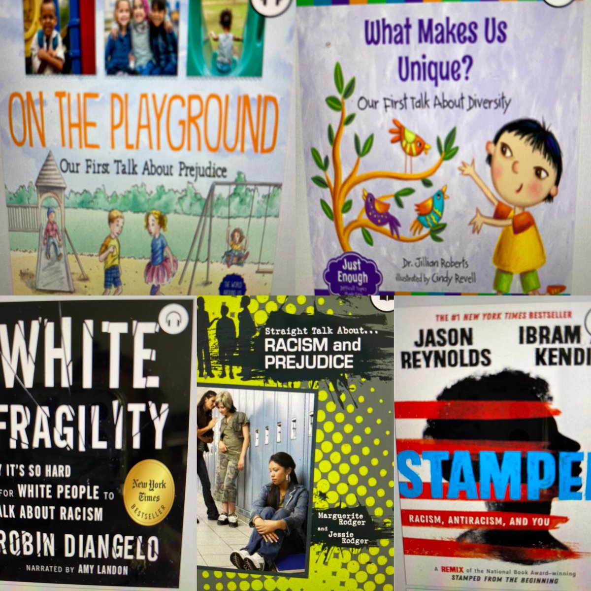 ESCSLibrary's tweet photo. When your family is talking about racism, prejudice, and diversity, the LRSD digital library has many resources including these pictures below. #SageCreekLRSD #escsbelonging https://t.co/Prhqm9UBTo