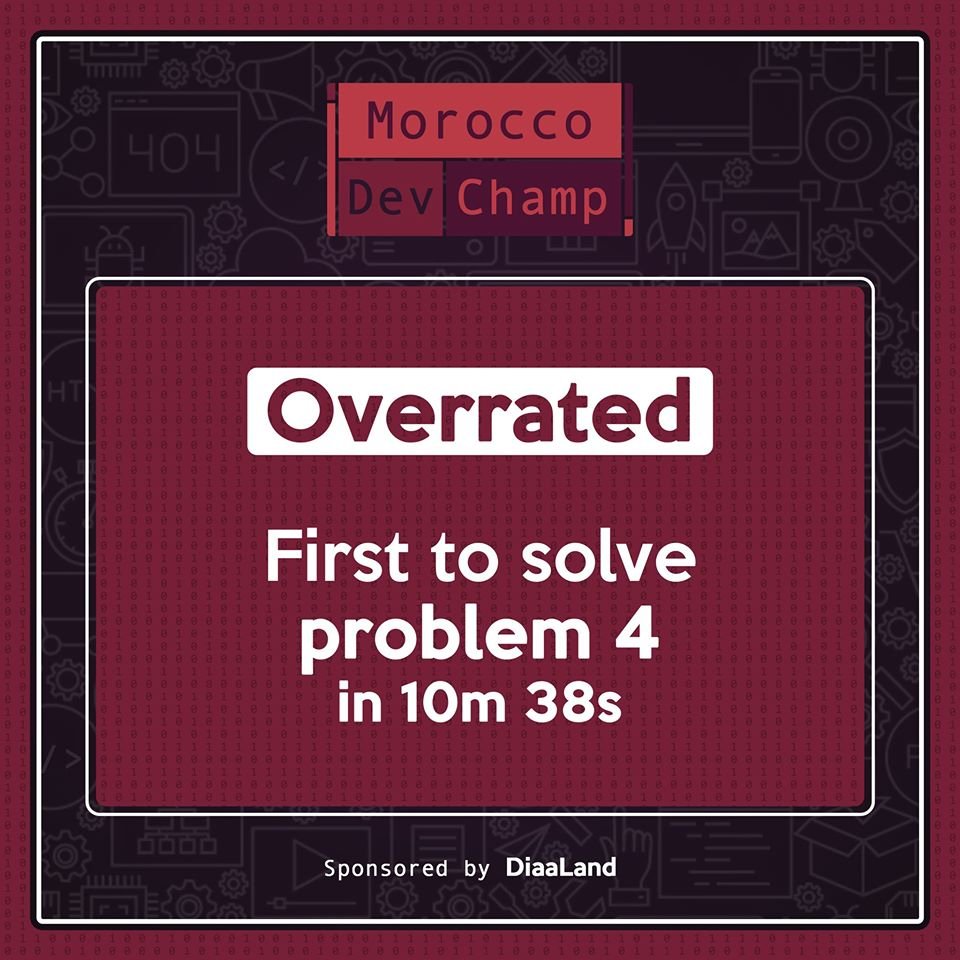 Overrated is the first to solve the 4th problem in 10 minutes &amp; 38 seconds 🔥
#MDC2020
#MOIArena
<a href="/diaaland/">diaaland</a>