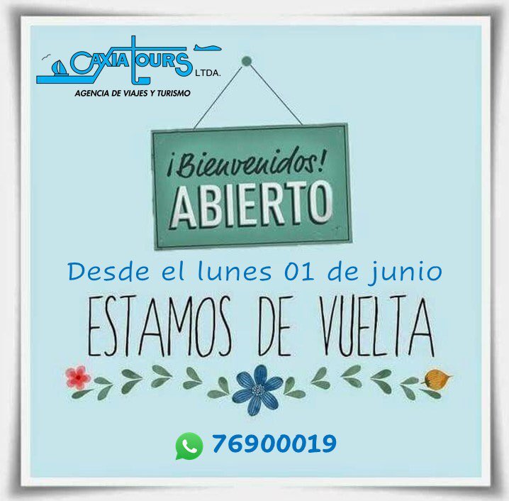 CAXIATOURS's tweet photo. Estamos de vuelta desde el lunes 01 de junio 🥰🥰🥰. https://t.co/pomdaqCOE0