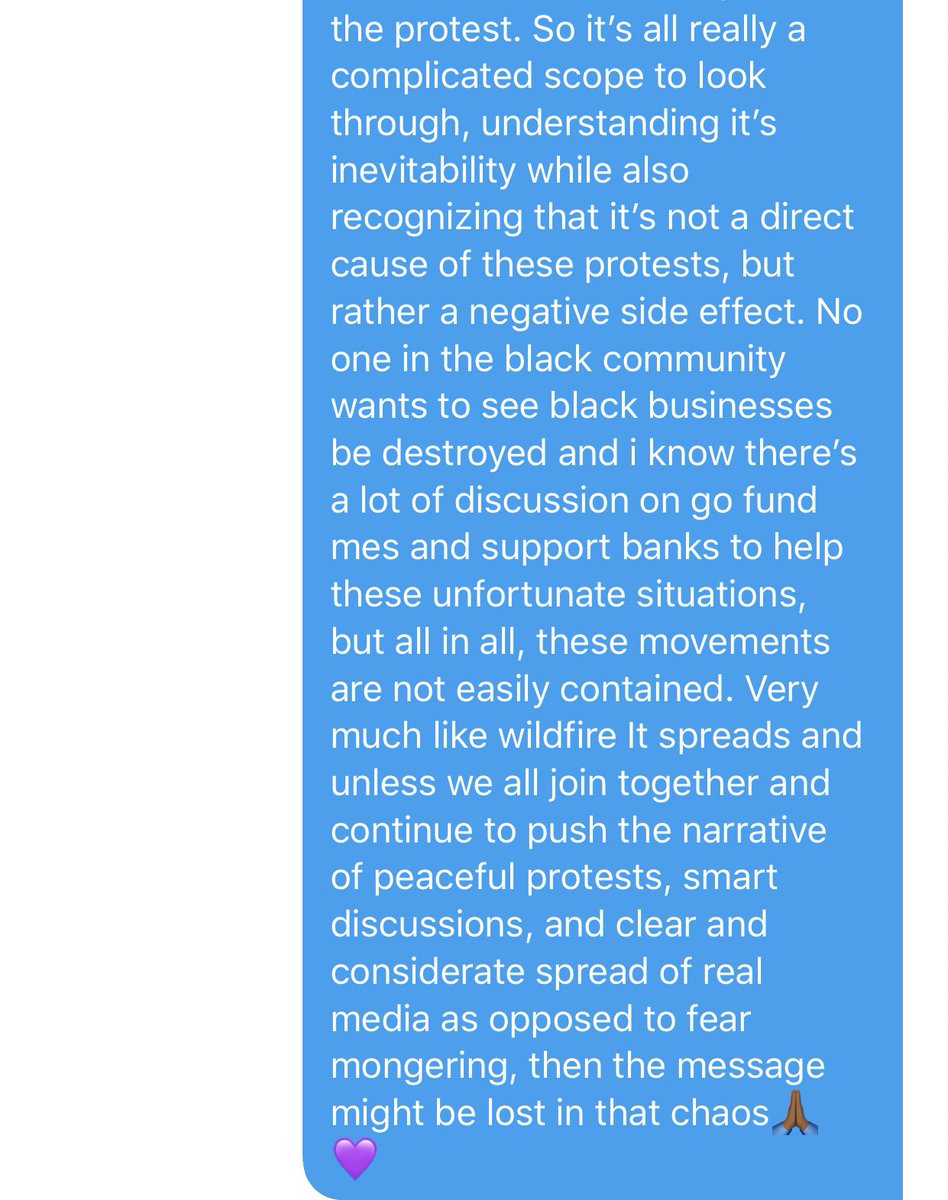 A lovely individual calmly asked if i could give my point of view on the events of looting and rioting and this is what i had to say:PSA: if your pure intensions are to learn and understand, It will always be okay to ask.