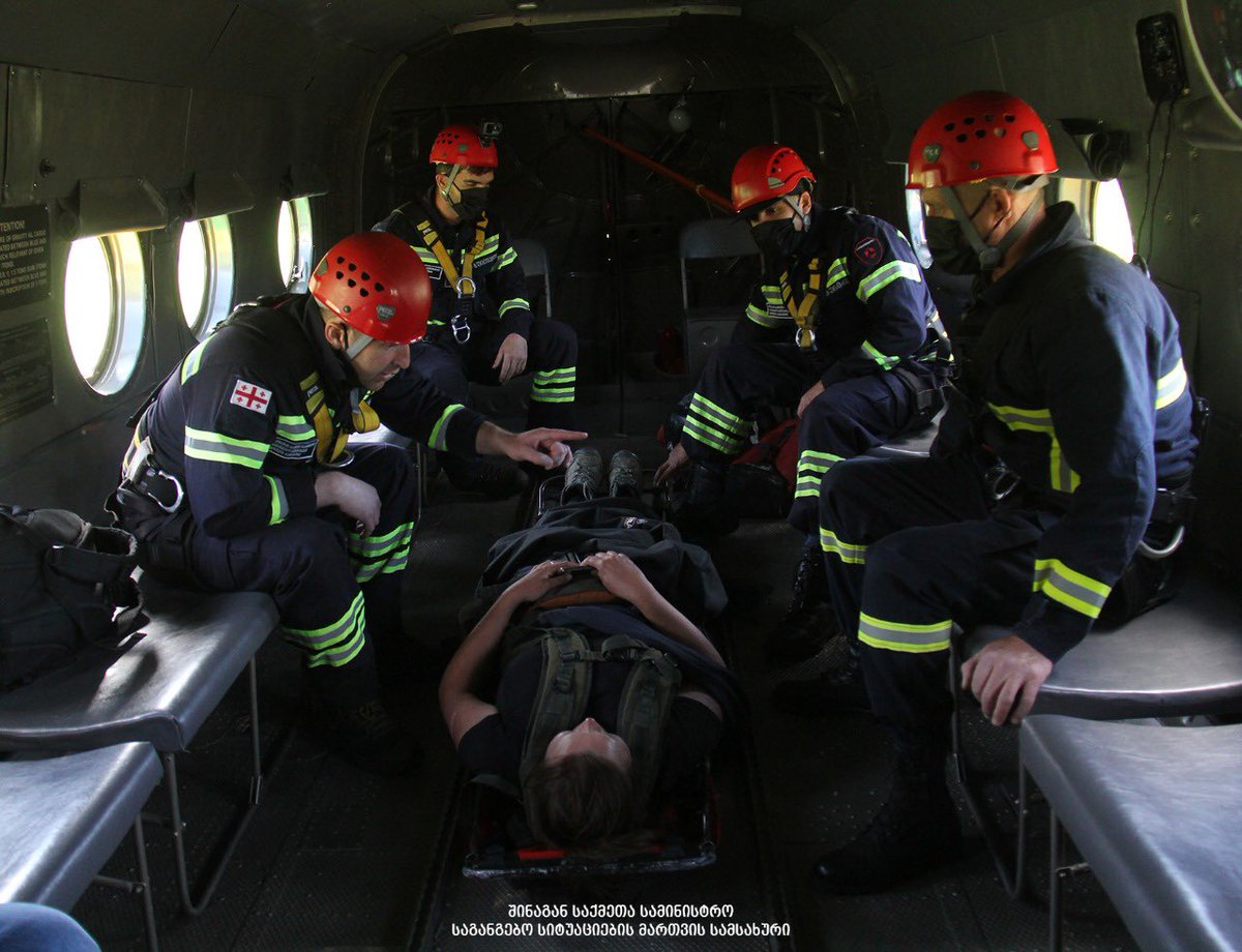 Emsgeorgia's tweet photo. The Polish citizen fell off a horse in the village of Omalo, from where the Emergency Management Service rescue team took her to Tbilisi by border police helicopter due to injuries. https://t.co/KHOnX2gK8b