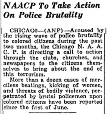 Meanwhile, civil rights organizations like the NAACP launched their own protests and investigations into the wave of police brutality against African Americans in the city.Here's a story from 1934: