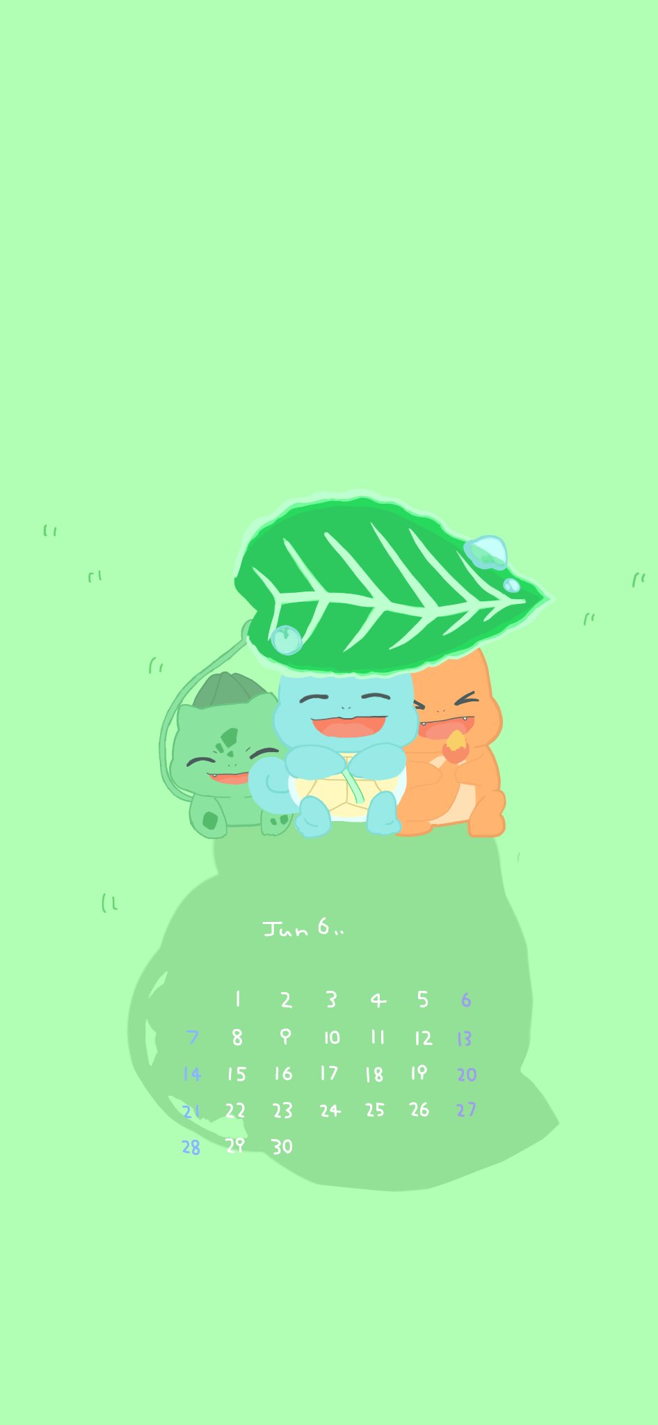 توییتر あおいささみ در توییتر ６月のカレンダーです いつものオリジナルキャラクターのやつは書き終わってないので後日のせます とりあえずできてるやつだけ もし使いたいやつがあったらホーム画面やロック画面に使ってね そのいち ポケモンカレンダー