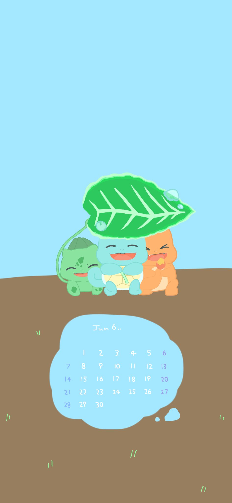 توییتر あおいささみ در توییتر ６月のカレンダーです いつものオリジナルキャラクターのやつは書き終わってないので後日のせます とりあえずできてるやつだけ もし使いたいやつがあったらホーム画面やロック画面に使ってね そのいち ポケモンカレンダー