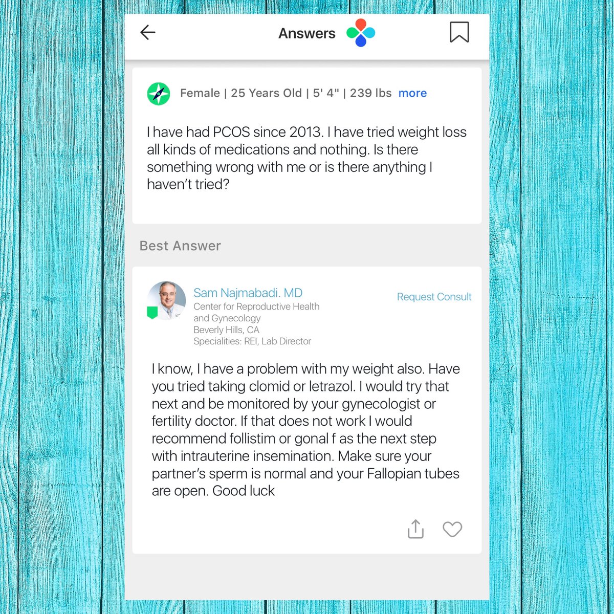 drsamnajmabadi's tweet photo. Have a fertility question for Dr. Naj? Make an account on the @fertilityanswers_ app to receive quick answers each and every day.
#Fertility #Infertility #MakingBabies #FertilityQuestions https://t.co/EGdF3v45Mw