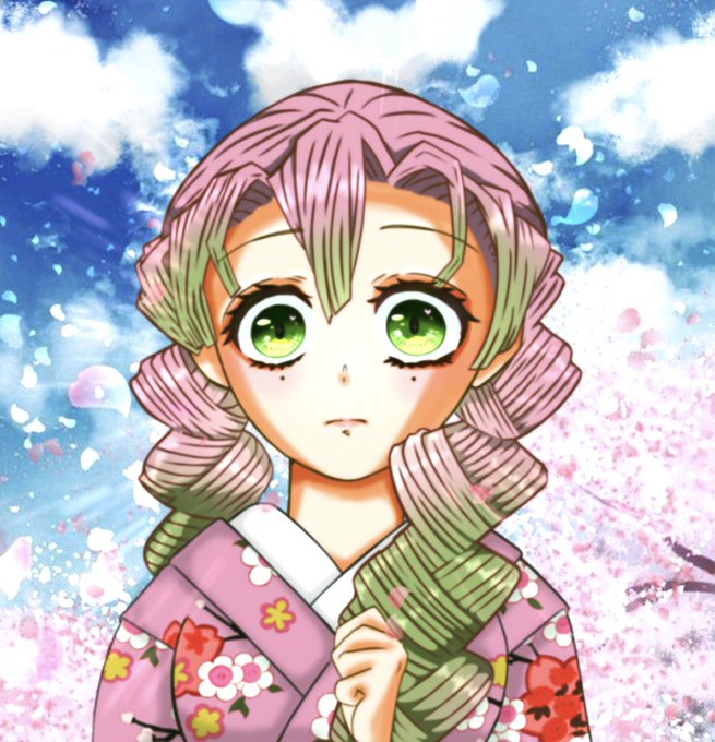 akinco@推し活てぇてぇさんがTwitterに投稿した甘露寺蜜璃(鬼滅の刃)のイラスト。