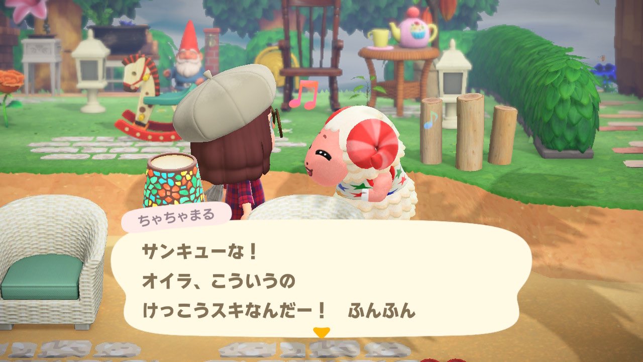 ぴよきち ちゃちゃまるにタンクトップあげたら いつもよりぷにぷにの二の腕がめだって かなりかわいいことになった これぜったい赤ちゃんくらい むにむにしてる そして躍動感のあるssが撮れた あつまれどうぶつの森