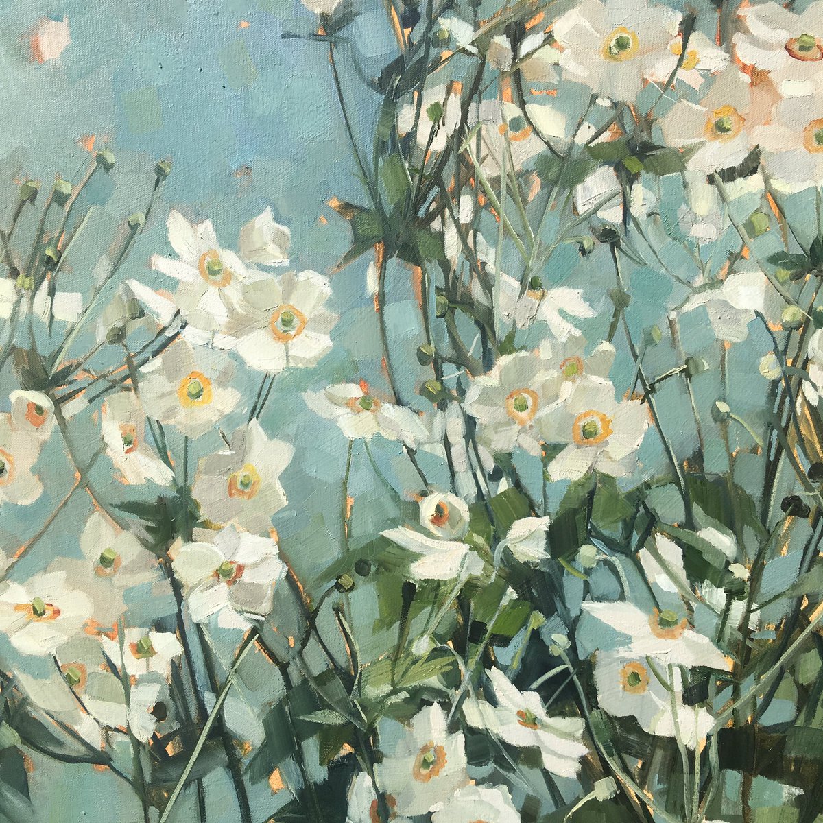 Detail from August Garden which will be in my solo exhibition @thackeraygallery from 7 July.... #soloexhibition #thackeraygallery #flowerpainting #flower #flowers #whiteflowers #japaneseanemones #floral #artforthehome #artforinteriors #artforyourhome #artforthesoul #artgallery