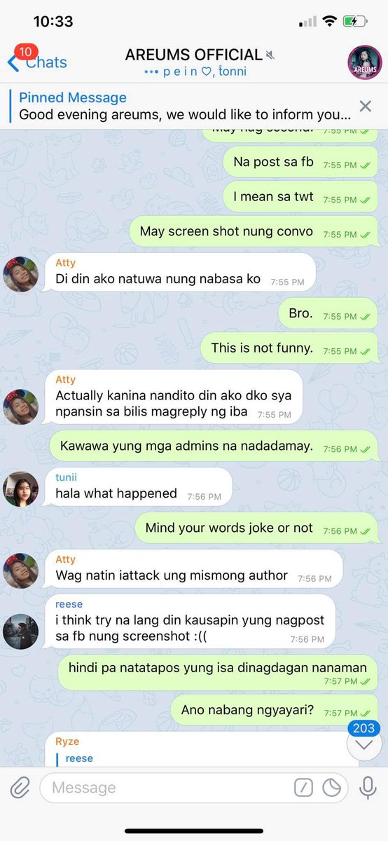 We didn't realize that this issue would grow bigger kasi wala naman samin yung nag agree. We opt to make "him" apologize and the other ones involved. They apologized but the one who said the "joke" didn't want to. Since "joke" lang daw yon. That is the moment when we all snapped
