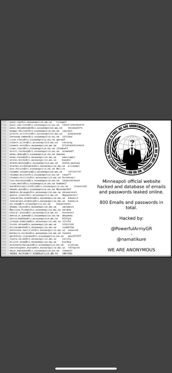 doqonnimo's tweet image. #Anonymous just released police officers emails and passwords . Anonymous, release some credit card numbers too 😉 😂 #riots2020