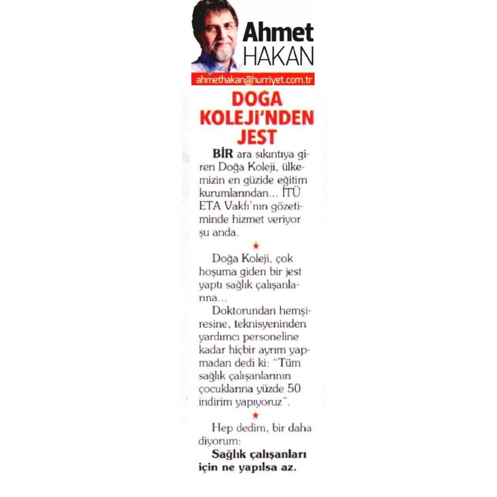 ‘’Sağlık çalışanları için ne yapılsa az.’’
<a href="/ahmethc/">ahmet hakan</a> <a href="/Hurriyet/">Hürriyet.com.tr</a> 

#GönüldenTeşekkürler