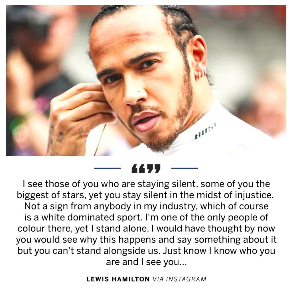 ESPNAusNZ's tweet photo. "I stand alone..."

Lewis Hamilton has spoken.

MORE 📝: https://t.co/OWECheG5VT https://t.co/LYEKZ7g5JP