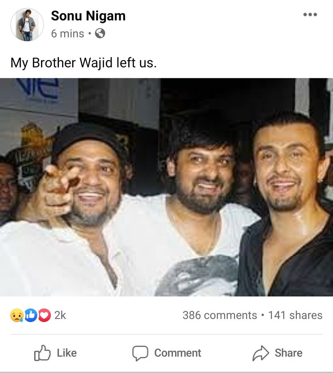 SagarDhage7's tweet photo. @TV9Marathi
@TV9Bharatvarsh
@Bollyhungama
@SrBachchan
#Rip_Wajid_khan https://t.co/4T5MPipkNU