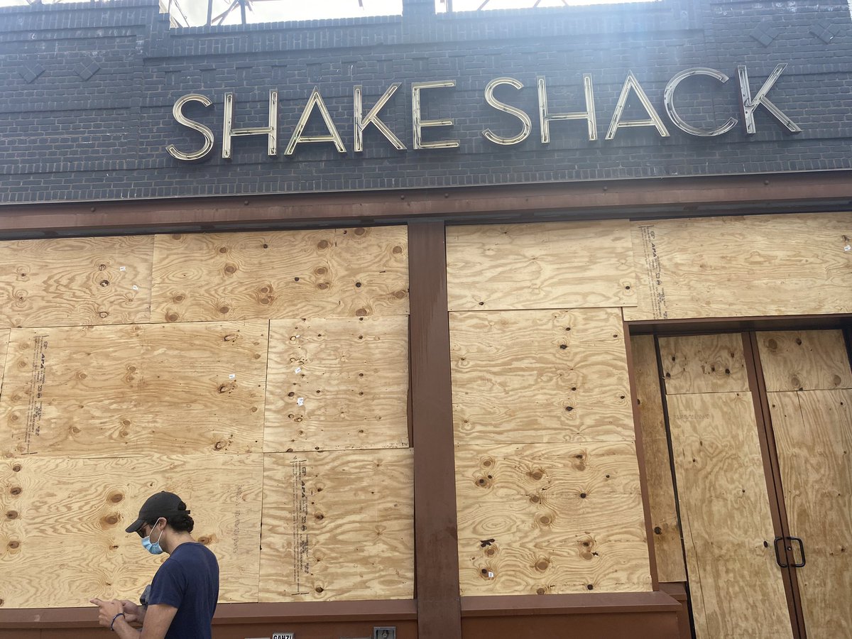 They’re boarding up the Apple Store and Target. Shake Shack already done