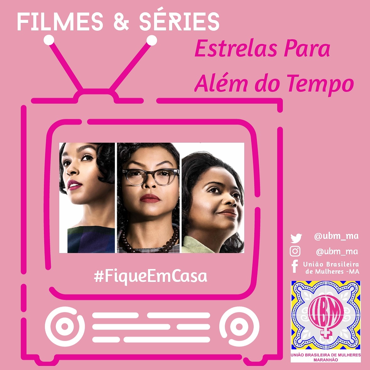 UBM_MA's tweet photo. 📺A indicação do quadro Filmes&Séries #FiqueEmCasa de hoje é o filme:Estrelas Além do Tempo.
Gostou dessa sugestão de filme? Compartilha com uma amiga.😉📺
#UBMMA
#Filme
#Feminismo https://t.co/ZQe5HfJugX