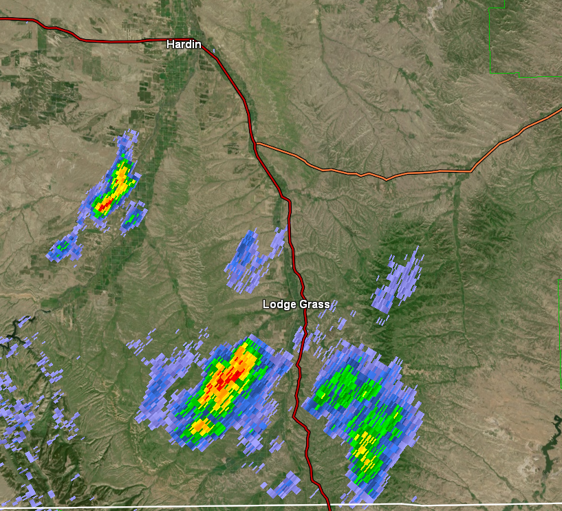 NWSBillings's tweet photo. [5/31 230pm] First #thunderstorms of the day getting going over Big Horn county, heading northeast toward #Hardin and #LodgeGrass. A few strong storms are possible this afternoon with Large Hail and Damaging winds as they move across SE Montana. #MTwx #CrowReservation https://t.co/Bqg9Aa9aQx