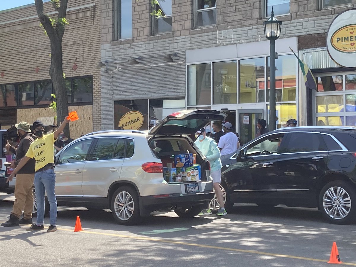 But here’s what else we saw besides unplated terrorism. An African-American woman driving a van with a vanity plate of Elie Wiesel’s Holocaust tattoo number. A long line to donate to  @Pimentokitchen . That’s my Minneapolis. 