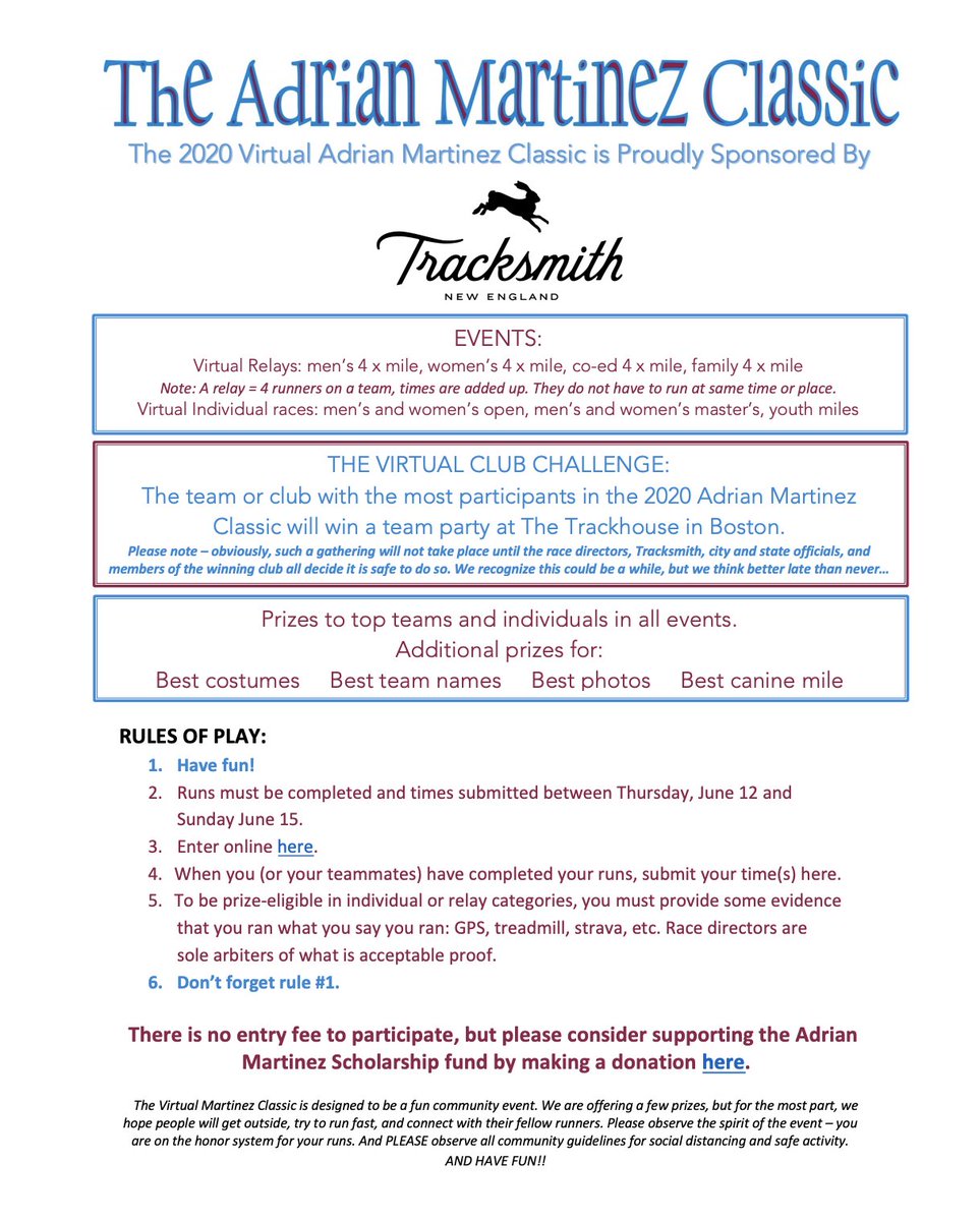 MartinezClassic's tweet photo. We are excited to launch the 2020 Virtual Martinez Classic!  The weekend of June 11-14, celebrate the sport we all love: run a mile, create a relay team, get your teammates involved, get your family involved.Information + entry + rules at  https://t.co/eIjAsyJqle. https://t.co/7UfDTtpWzg