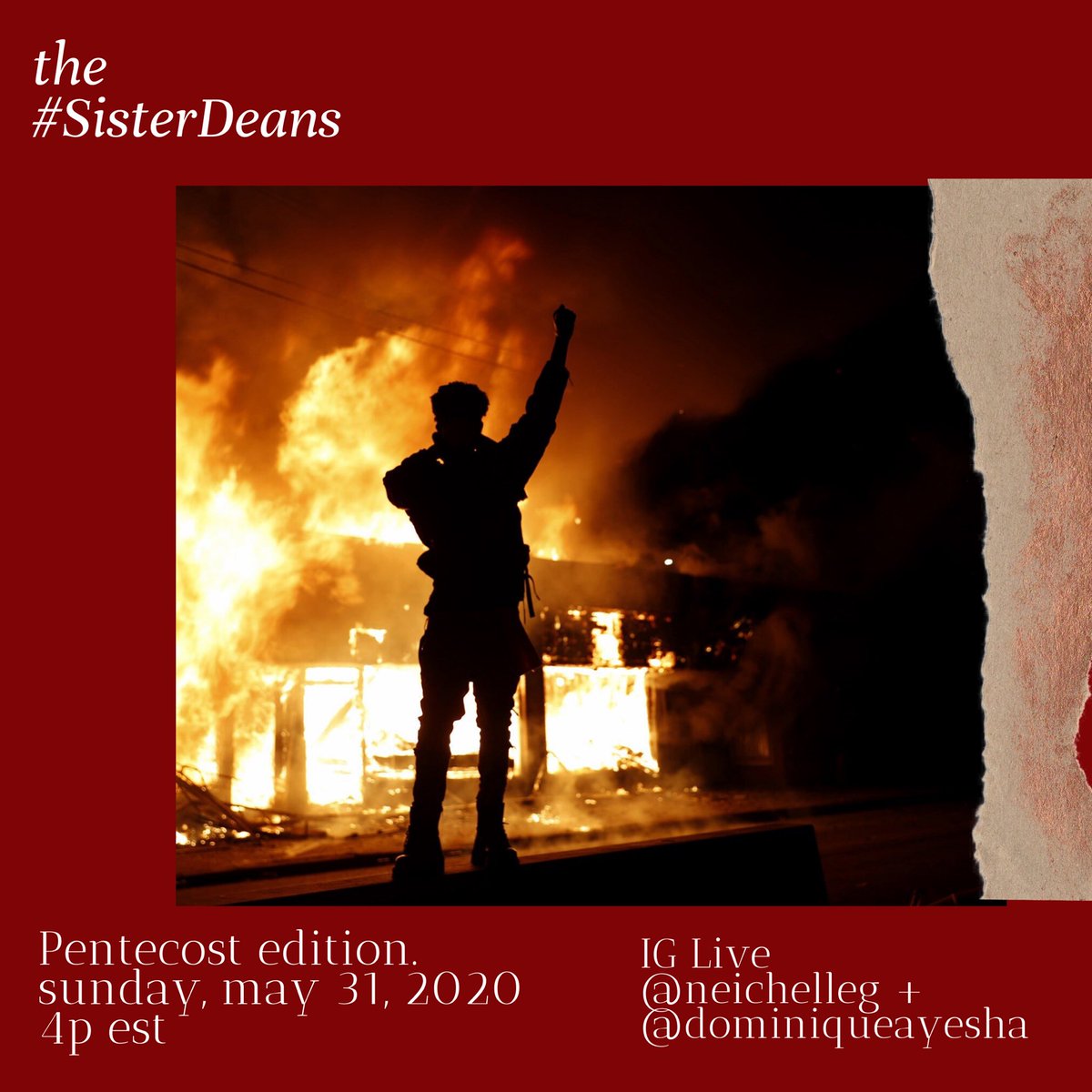 YDC_WC's tweet photo. Join our Dean of Chapel, Dr. @dominiqueayesha, and Dean @neichelleg for #sisterdeans today! #Pentecost2020 #BlackLivesMatter #protest #unrest #wewantjustice https://t.co/xTBIVLfatX