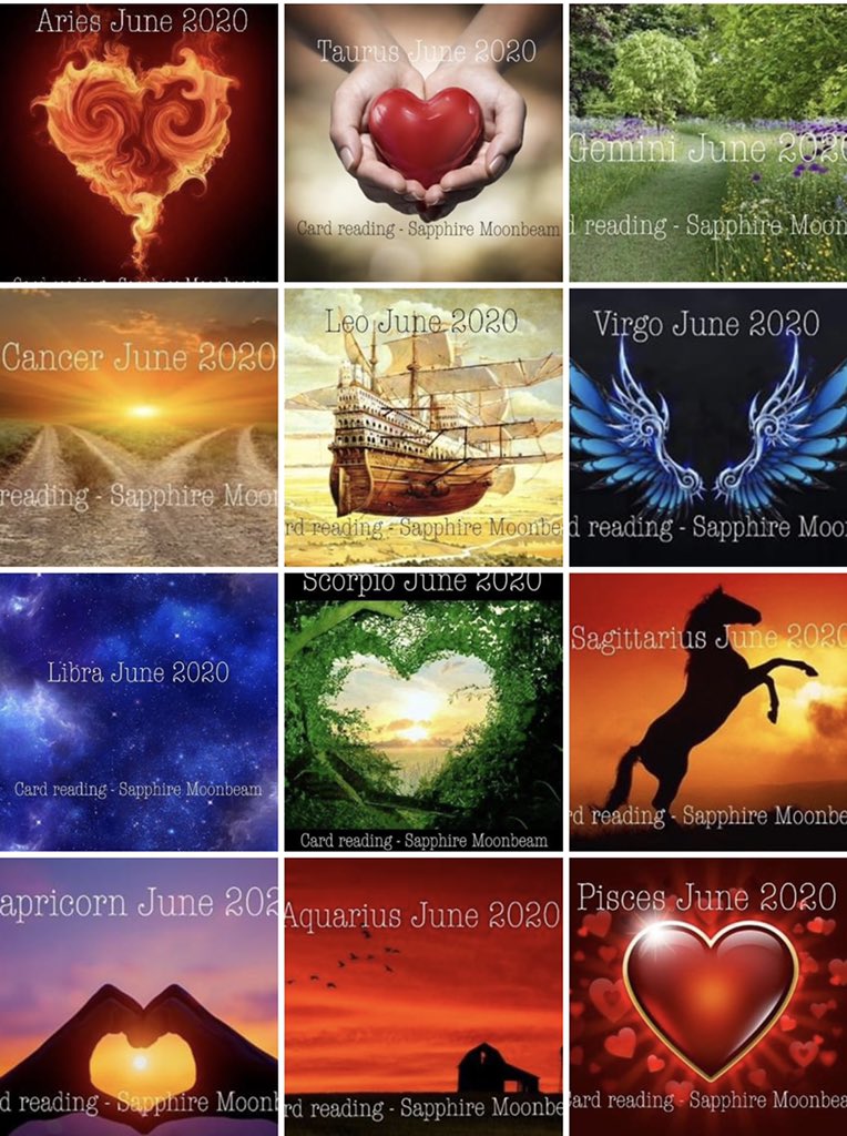All of the June 2020 card readings are now available at my YouTube channel for each horoscope sign! ♥️ 

youtube.com/channel/UCI2Xt…

#aries #taurus #gemini #cancer #leo #virgo #libra #scorpio #sagittarius #capricorn #aquarius #pisces #cartomancy #divination