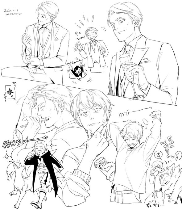 カブさんの髪型について真剣に考えてました、っていう落書き。 