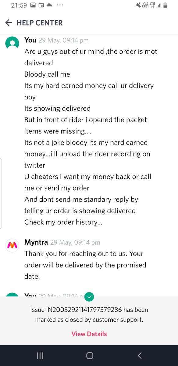 saurav25eon's tweet photo. @MyntraSupport @myntra 

Cheated!!

COMPLETE ORDER NOT DELIVERED
AND I PAID FOR COMPLETE ORDER

Story of @myntra helping dere customers

Raised request
In response it was concluded that i am lying order is delivered
Next Tweet https://t.co/qElr8kWzeJ