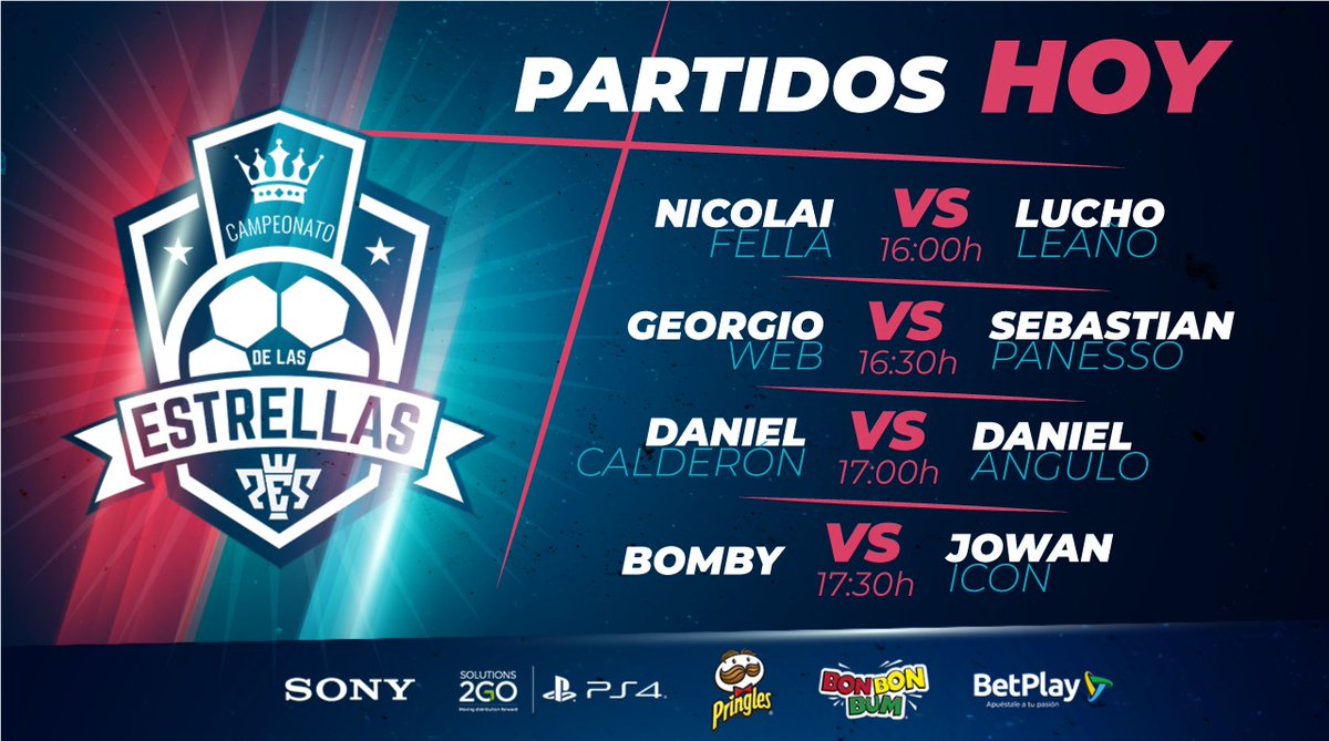 Segundo grupo de la etapa Playoffs del Campeonato #EstrellasPES, en esta ocasión comenzamos con <a href="/NicolaiFella/">Nicolai Fella</a> y Lucho Leaño, no te pierdas ningún partido por bit.ly/3bYSFcT